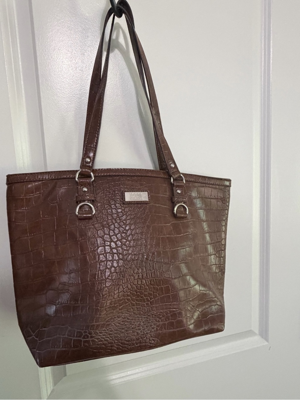Women’s Brown Croc-Embossed Tote Bag
